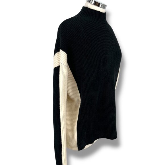 Commense Miss Paris Black White Colorblock Ribbed Knit Sweater Size Small - Picture 10 of 16